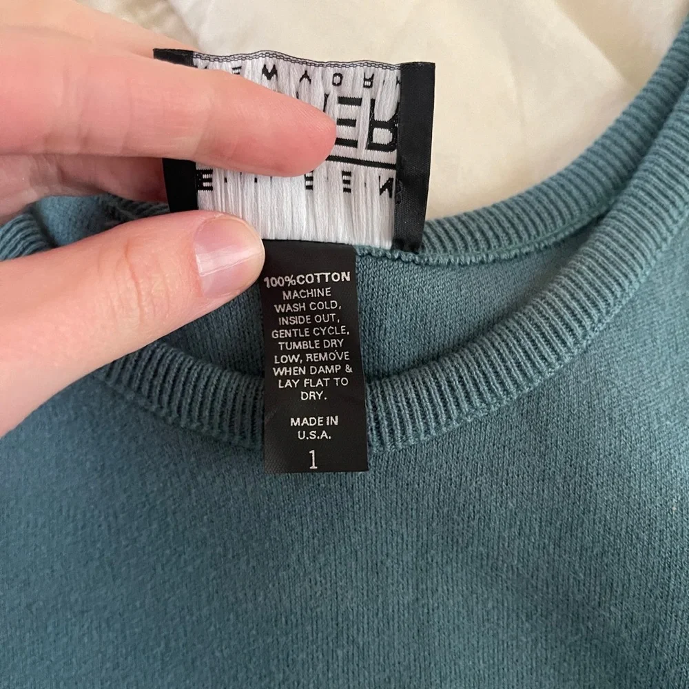 Eileen Fisher Women's 100% cotton tank Top green blue basic classic 90s size 1 - Picture 6 of 11